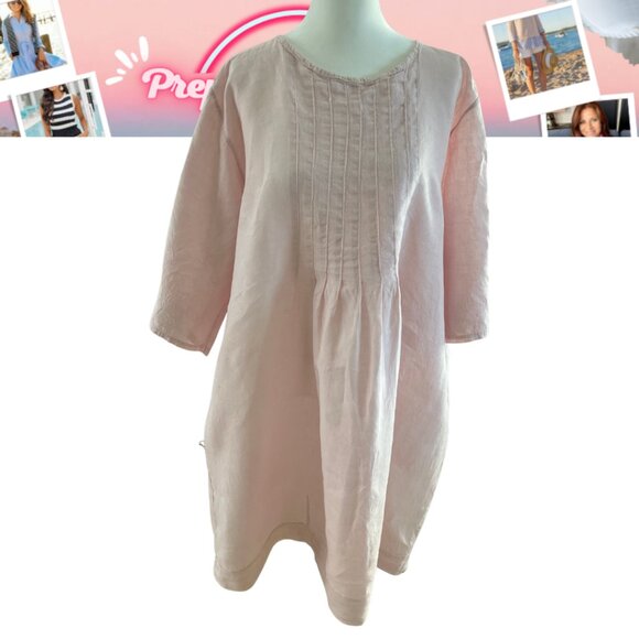 Stunning Anais & Valentin Pink Italian Linen Tunic Dress L \ Coastal - Picture 5 of 12